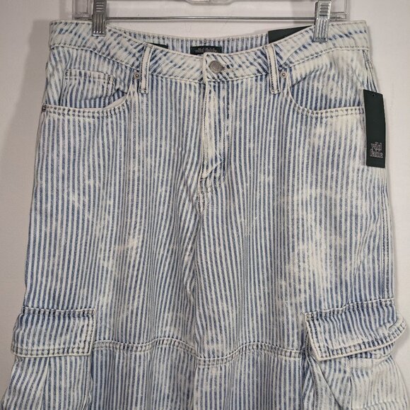 Wild Fable Pants Women 10R Striped Mid-Rise Baggy Cargo 90s Y2K Utility Wide Leg - Picture 3 of 12